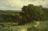landscape with road near stream and trees